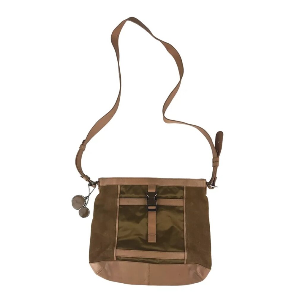 DKNY Womens Beige Brown Inner Pockets Lined Crossbody Strap Handbag‎